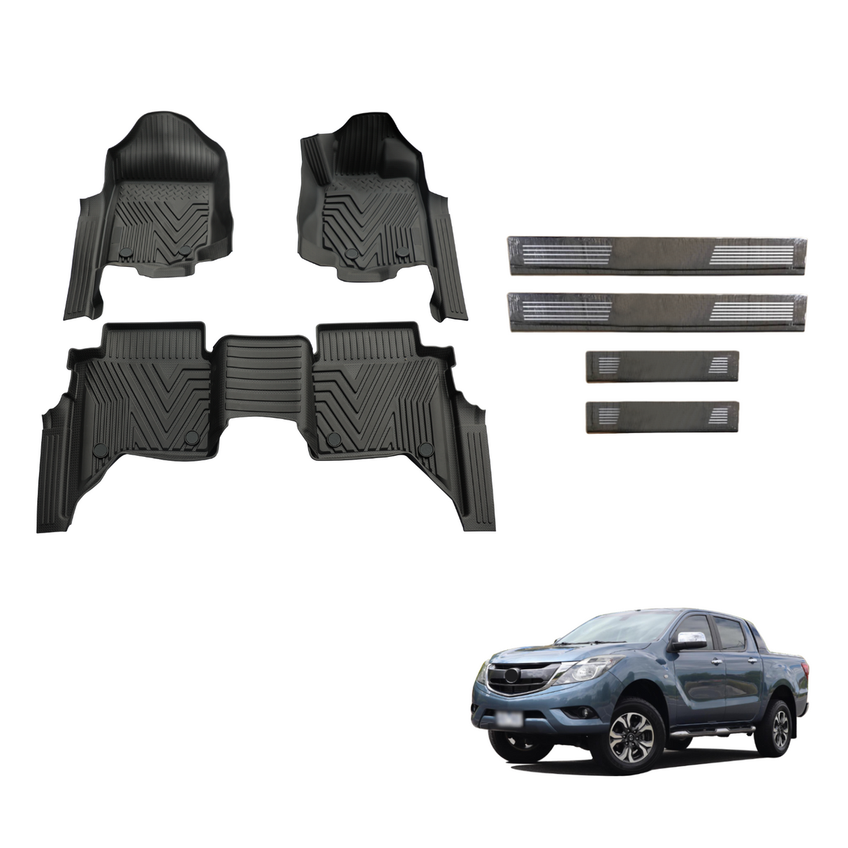 Floor Mats & Door Sill Protector for Mazda BT-50 BT50 Dual Cab 2011-2020