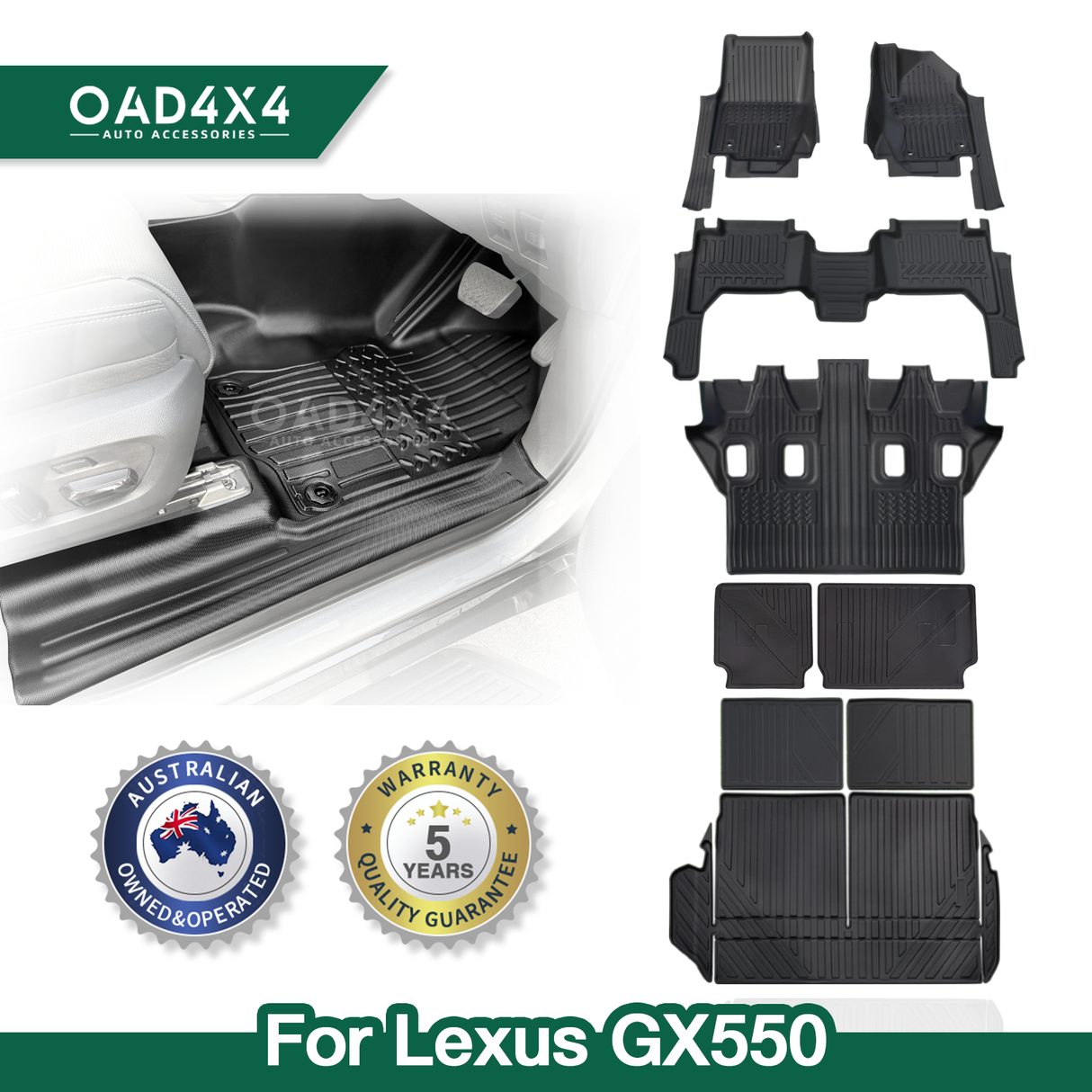 5D TPE Car Floor Mats for Lexus GX550 2024-Onwards