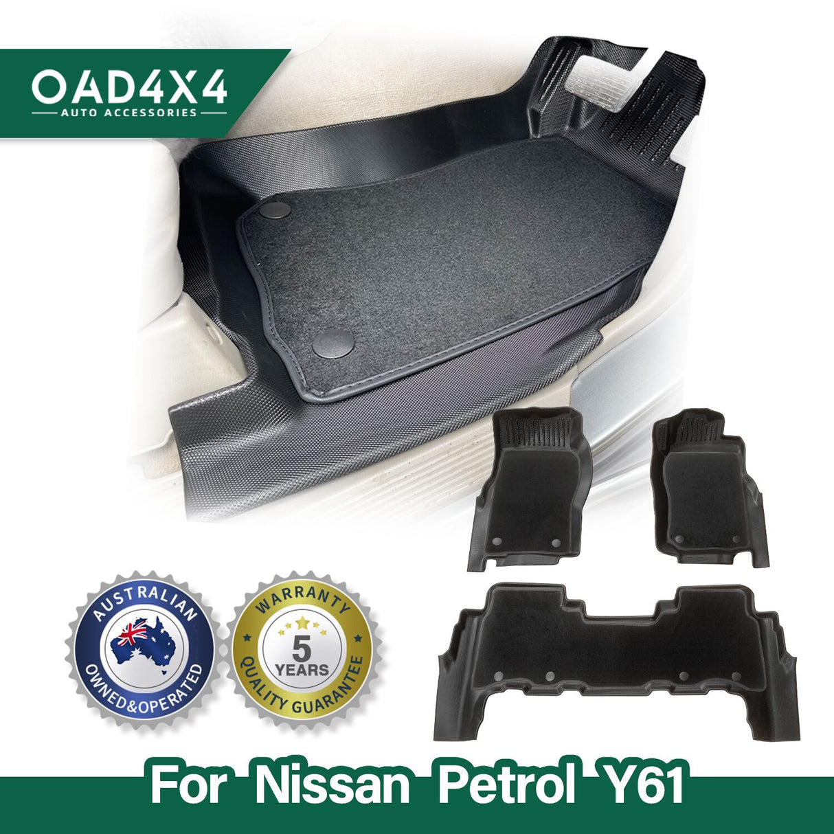 5D Double-Layer Car Floor Mats for Nissan Patrol GU Y61 1997-2015