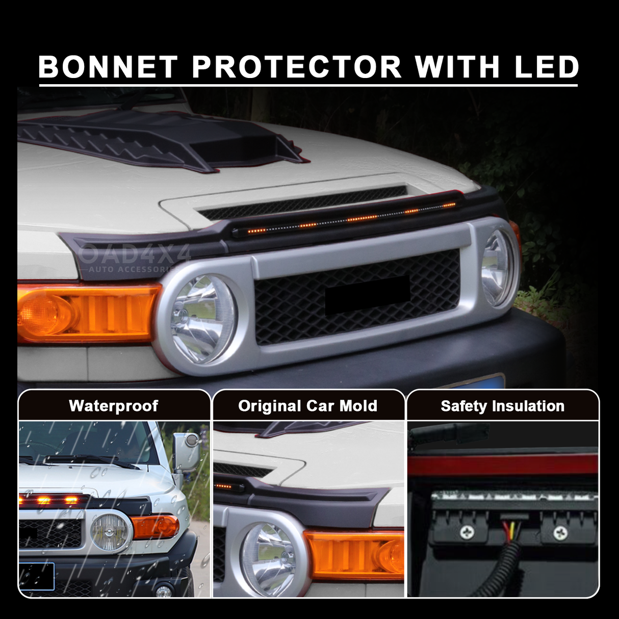 Bonnet Protector with LED Lights for Toyota FJ Cruiser 2011-2019