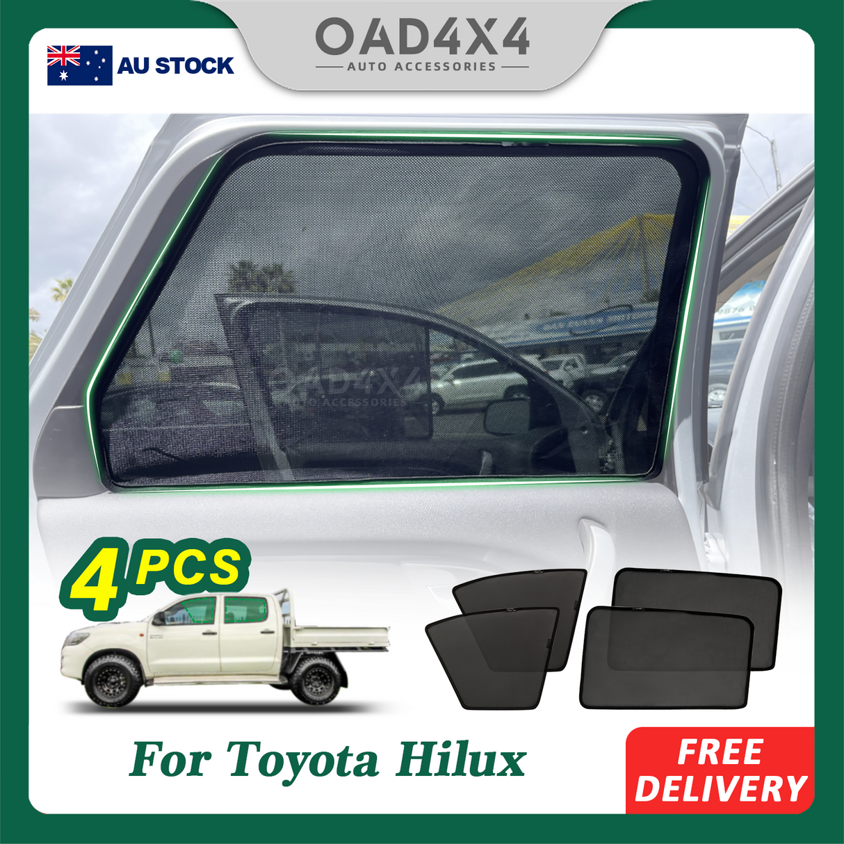 Magnetic Window Sun Shade for Toyota Hilux Dual Cab 2005-2015