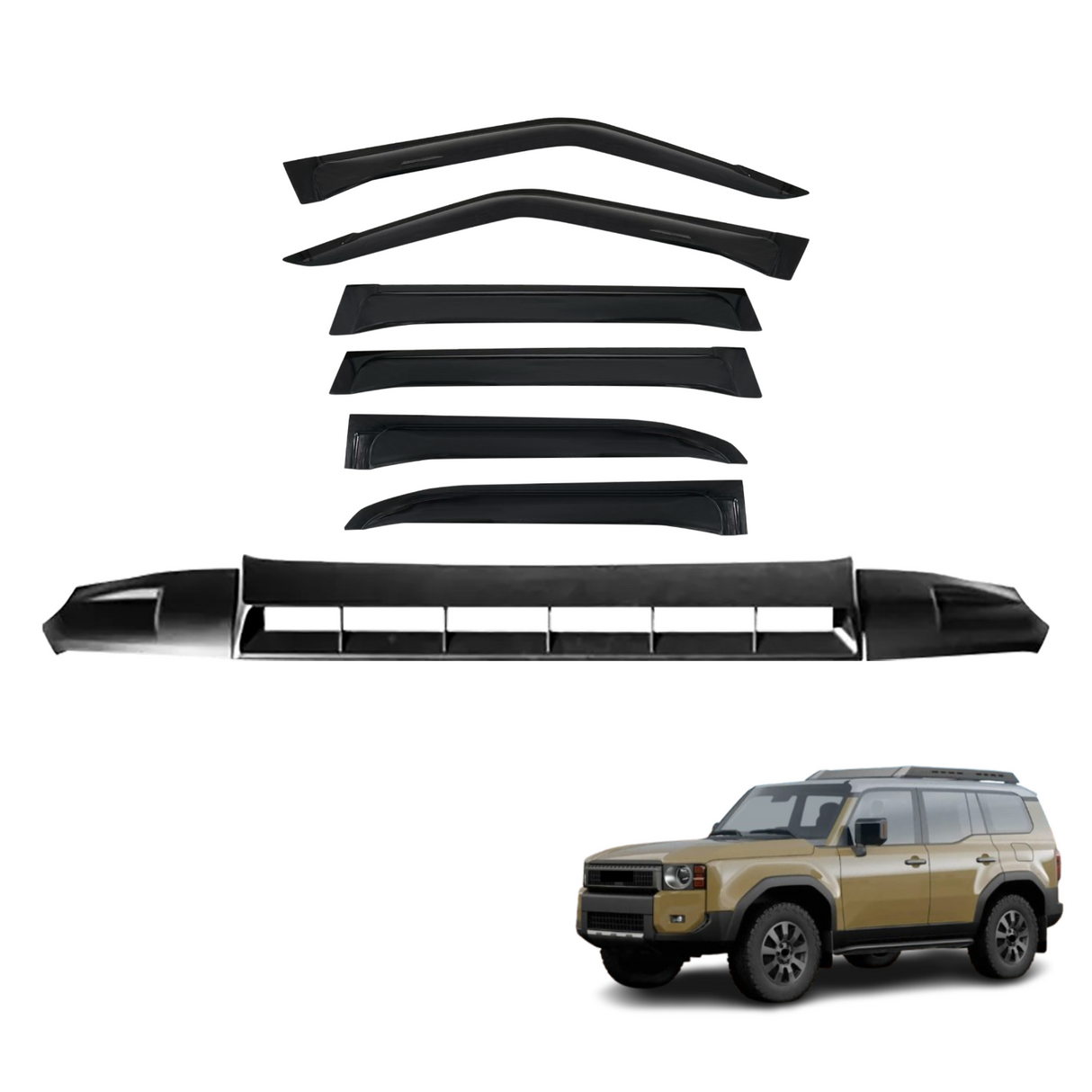 Bonnet Protector & Widened Luxury Weather Shields for Toyota Land Cruiser Prado 250 LC250 2024-Onwards 6PCS