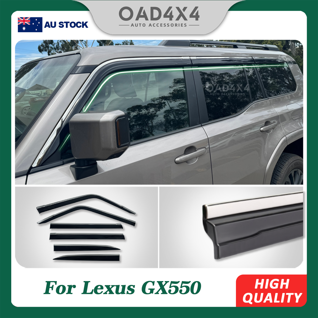 Stainless Edge Weather Shields for Lexus GX550 2024-Onwards 6PCS