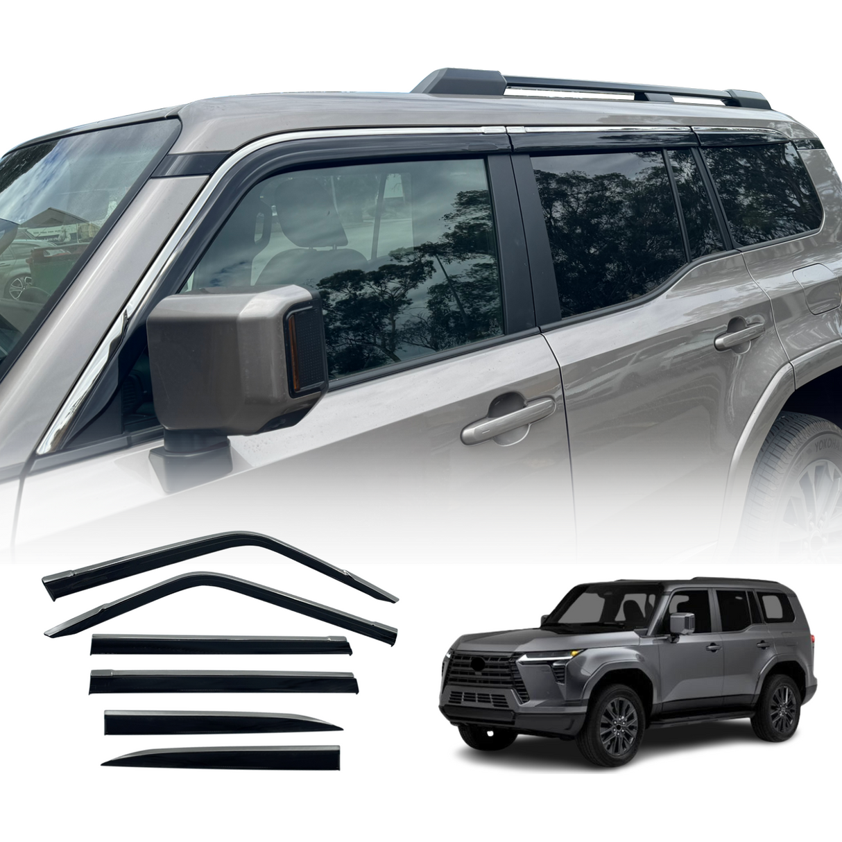 Stainless Edge Weather Shields for Lexus GX550 2024-Onwards 6PCS