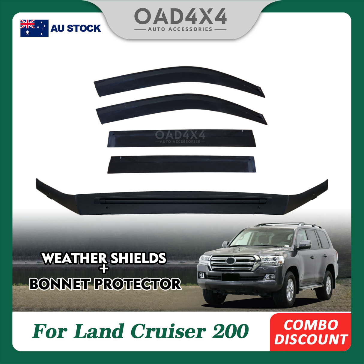 Bonnet Protector & Injection Weather Shield for Toyota Landcruiser 200 Series 2016-2021