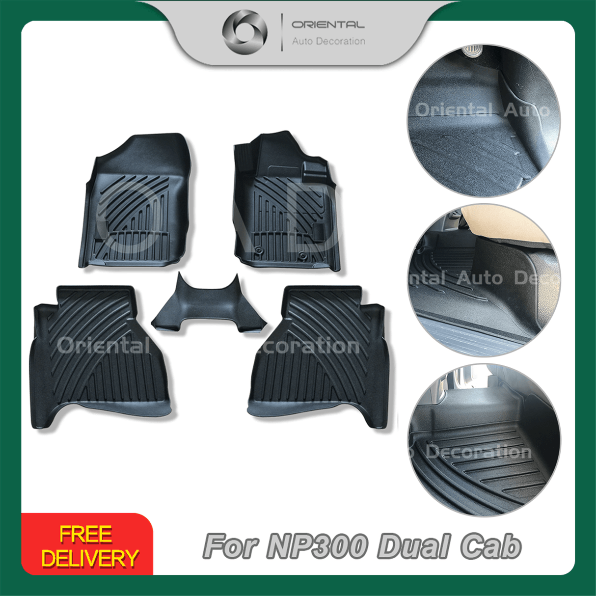 Premium Custom 3D Floor Mats for Nissan Navara NP300 D23 Dual Cab 15+ With Cup Holder Model Car Mat #T