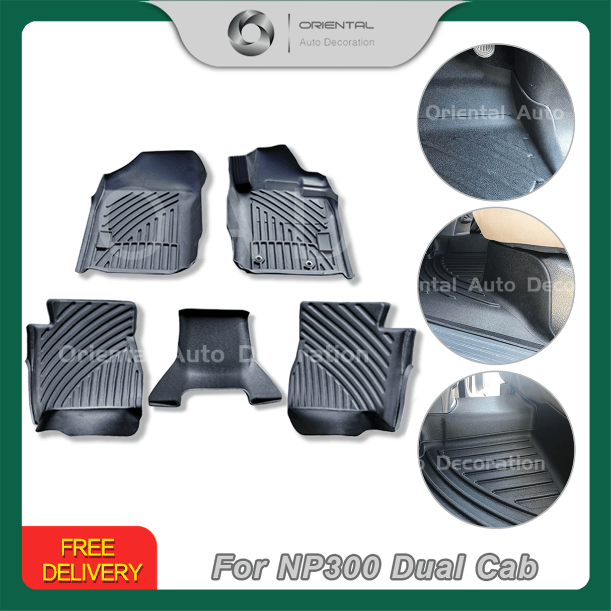 Premium Custom 3D Floor Mats for Nissan Navara NP300 D23 Dual Cab 15+ Without Cup Holder Model Car Mat #T